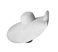 Oversized Straw Beach Hat for Women Extra Large Wide Brims 70cm/27.56in Roll Up Floppy Visor Hats Handmade Sun Hat Summer Foldable Beach Cap (UK, Alpha, One Size, White)