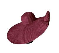 Oversized Straw Beach Hat for Women Extra Large Wide Brims 70cm/27.56in Roll Up Floppy Visor Hats Handmade Sun Hat Summer Foldable Beach Cap (UK, Alpha, One Size, Wine)