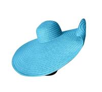 Oversized Straw Beach Hat for Women Extra Large Wide Brims 70cm/27.56in Roll Up Floppy Visor Hats Handmade Sun Hat Summer Foldable Beach Cap (UK, Alpha, One Size, Light Blue)