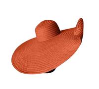 Oversized Straw Beach Hat for Women Extra Large Wide Brims 70cm/27.56in Roll Up Floppy Visor Hats Handmade Sun Hat Summer Foldable Beach Cap (UK, Alpha, One Size, Orange)
