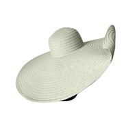 Oversized Straw Beach Hat for Women Extra Large Wide Brims 70cm/27.56in Roll Up Floppy Visor Hats Handmade Sun Hat Summer Foldable Beach Cap (UK, Alpha, One Size, Silver)