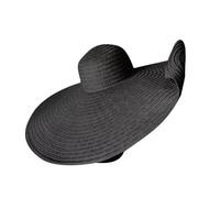 Oversized Straw Beach Hat for Women Extra Large Wide Brims 70cm/27.56in Roll Up Floppy Visor Hats Handmade Sun Hat Summer Foldable Beach Cap (UK, Alpha, One Size, Black)