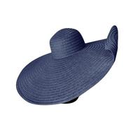 Oversized Straw Beach Hat for Women Extra Large Wide Brims 70cm/27.56in Roll Up Floppy Visor Hats Handmade Sun Hat Summer Foldable Beach Cap (UK, Alpha, One Size, Navy)