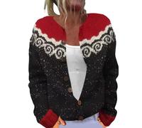 Oversized Sweater, Fair Isle Nordic Patterned Sweater Long Sleeve Crew Neck Cardigan Jacket for Autumn and Winter,Cashmere Coat