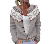 Oversized Sweater, Fair Isle Nordic Patterned Sweater Long Sleeve Crew Neck Cardigan Jacket for Autumn and Winter,Wedding Guest Jacket