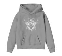 Oversized Sweatshirt for Boys Girls Highland Cow Hooded Sweatshirt Funny Graphic Shirt Long Sleeve Cute Shirt Pullover Top with Poclets Soft Fleece Comfortable Casual Sports Wear (Grey, 3-4 Years)