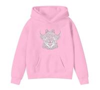 Oversized Sweatshirt for Boys Girls Highland Cow Hooded Sweatshirt Funny Graphic Shirt Long Sleeve Cute Shirt Pullover Top with Poclets Soft Fleece Comfortable Casual Sports Wear (9-10 Years) Pink
