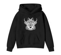 Oversized Sweatshirt for Boys Girls Highland Cow Hooded Sweatshirt Funny Graphic Shirt Long Sleeve Cute Shirt Pullover Top with Poclets Soft Fleece Comfortable Casual Sports Wear (Black, 9-10 Years)