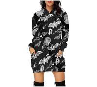 Oversized Sweatshirt for Women Halloween Witch Hooded Sweatshirts Dress Mini Dresses Black Cat Blood Splatter 2025 Fall Bat Scary Hoodie Skull Holiday Pullover Zombie Costume, Purple, XL