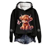 Oversized Sweatshirt for Women Highland Cow Sweatshirt Hoodie Cowgirl Shirt Funny Graphic Shirt Cute Shirt for Women 2025 New Highland Cow Hoodie Sweatshirt Women Highland Cow Gifts Christmas