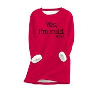 Oversized Sweatshirt for Women UK Ladies Fleece Tops Casual Loose Jumper Sherpa Fleece Lined Longline Sweatshirts Letter Print Warm Tops Autumn Winter Sweaters Thicken Pullover