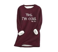 Oversized Sweatshirt for Women UK Ladies Fleece Tops Casual Loose Jumper Sherpa Fleece Lined Longline Sweatshirts Letter Print Warm Tops Autumn Winter Sweaters Thicken Pullover