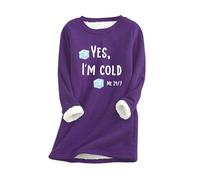 Oversized Sweatshirt for Women UK Ladies Fleece Tops Casual Loose Jumper Sherpa Fleece Lined Longline Sweatshirts Letter Print Warm Tops Autumn Winter Sweaters Thicken Pullover
