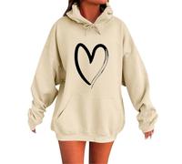Oversized Sweatshirt for Womens Heart Printed Hoodie wit hKangaroo Pocket Drawstring Hooded Pullover Tops Classic Loose Fit Fashion Hoodies Fall Winter Sweatshirts Hiking Casual Hoody