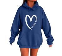 Oversized Sweatshirt for Womens Heart Printed Hoodie wit hKangaroo Pocket Drawstring Hooded Pullover Tops Classic Loose Fit Fashion Hoodies Fall Winter Sweatshirts Hiking Casual Hoody