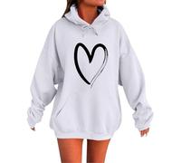 Oversized Sweatshirt for Womens Heart Printed Hoodie wit hKangaroo Pocket Drawstring Hooded Pullover Tops Classic Loose Fit Fashion Hoodies Fall Winter Sweatshirts Hiking Casual Hoody