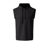 oversized sweatshirt Sleeveless Vest Top Casual T Shirt Solid Color Hooded Hoodie hoodies for men zip up cotton zipper pockets lightweight hoodies for men zip up (Black, XL)