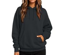 Oversized Sweatshirt Women 2026 Fashion Solid Color Fleece Hoodies Pullover Sweaters For Women Hooded Sweatshirt Long Sleeve Top With Pockets Fall And Winter Hoodies Plus Size Dark Grey L