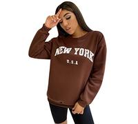 Oversized Sweatshirt Women Casual Graphic O Neck Casual Loose Fit Graphic Shirts Ladies Plain Jumper Top Women's Jumpers Lounge Wear Skateboard Tunics Hip Hop Cute Pullover Without Hood Plain Jumper
