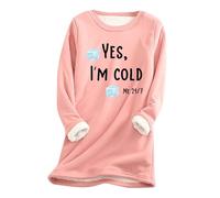 Oversized Sweatshirt Women, Ladies Fleece Tops Casual Loose Jumper Dress Sherpa Fleece Lined Longline Sweatshirts Letter Print Warm Tops Autumn/Winter Sweaters Thicken Pullover