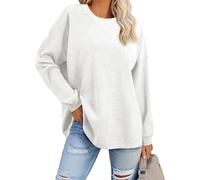 Oversized Sweatshirt Women Loose Fit Waffle Knit Sweatshirt Crew Neck Pullover Long Sleeve Tops Ladies Jumper Sweaters Longline Tops Winter Autumn Thermal Clothes Atheltic Wear