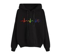 Oversized Sweatshirt Women Pink Jumpers 50Th Birthday Gifts for Women Causal Autumn Winter Women's Printed Hooded Sweatshirt Casual Loose Long Sleeve Drawstring Blouse Top Sale Clearance