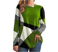 Oversized Sweatshirt Women, Sweatshirts Women Geometric Print Long Sleeve Crew Neck Tunic Tops Lightweight Oversized Fashion Colour Block Ladies Jumpers Casual Patchwork Baggy Autumn Sweater