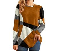 Oversized Sweatshirt Women, Sweatshirts Women Geometric Print Long Sleeve Crew Neck Tunic Tops Lightweight Oversized Fashion Colour Block Ladies Jumpers Casual Patchwork Baggy Autumn Sweater