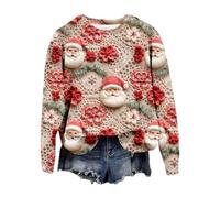 Oversized Sweatshirt Women, Womens Christmas Tops Pullover Causal Crewneck Sweat for Women/men Fashionable Shirts Funny Santa Claus Snowflake Reindeer Snowman Print Festive Jumper Basic Loose