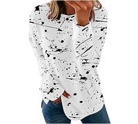 Oversized Sweatshirt Women, Womens Jumpers Casual Graffiti Printed Pullover Autumn Long Sleeve Tops Shirts Crewneck Sweaters Loose Fit Sweatshirts Comfortable Jumper Size 8-22 White