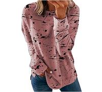Oversized Sweatshirt Women, Womens Jumpers Casual Graffiti Printed Pullover Autumn Long Sleeve Tops Shirts Crewneck Sweaters Loose Fit Sweatshirts Comfortable Jumper Size 8-22 Pink