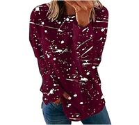 Oversized Sweatshirt Women, Womens Jumpers Casual Graffiti Printed Pullover Autumn Long Sleeve Tops Shirts Crewneck Sweaters Loose Fit Sweatshirts Comfortable Jumper Size 8-22 Wine