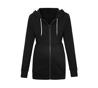 Oversized Sweatshirt Women Womens Pregnancy Casual Maternity Zip with Pockets Up Long Hoodie Sleeve Sweatshirt Maternity Blouse Pregnancy Shirts (Black, M)