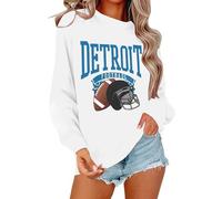 Oversized Sweatshirt Women,Womens Retro Triangle Slouchy Crewneck Fleece Pullover Tagless Long Sleeve Sweatshirt Football