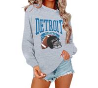 Oversized Sweatshirt Women,Womens Retro Triangle Slouchy Crewneck Fleece Pullover Tagless Long Sleeve Sweatshirt Football