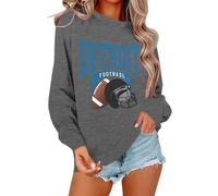 Oversized Sweatshirt Women,Womens Retro Triangle Slouchy Crewneck Fleece Pullover Tagless Long Sleeve Sweatshirt Football