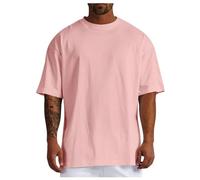 Oversized T-Shirt for Men, Short Sleeve, Crew Neck, Loose Fit, Wide Cut Longshirt, Basic Vintage Clothes, Gym T-Shirt, Casual Oversize Fit Sweatshirt Top, Relaxed Summer Outfit, pink, XL