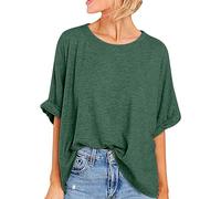Oversized T-Shirt for Women,Ladies Plain Short Sleeve Tee Tops Loose Crew Neck Casual Summer Tee Shirts Baggy Tops Classic-Fit Stretchy Tshirts Tunic Blouses UK Size 8-18