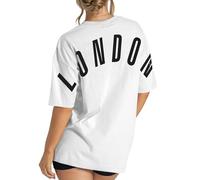 Oversized t Shirt London England T-Shirt Souvenir Novelty Graphic Printed Adults Unisex Tees XS Cream
