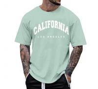Oversized t Shirt Men Alphabet Printing Tshirts Shortsleeves Round Collar Shirts Loose fit Lightweight Tshirt Vintage Streetwear Sweatshirt Breathable Comfort shiteshirts Solid Color Tops Mint Green