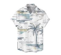 Oversized T Shirt Men, Mens Short Sleeve Shirts Cotton Shirts Summer Button Down Plain Regular Fit Casual Business Shirt Tops Traditional Pattern Print Collar Top Shirts T-Shirts (Navy, XXL)