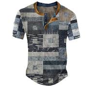 Oversized T Shirt Men, Mens Short Sleeve Shirts Cotton Shirts Summer Button Down Plain Regular Fit Casual Business Shirt Tops Traditional Pattern Print Collar Top Shirts Basic