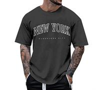 Oversized T-Shirt Men's Crew Neck Short Sleeve Loose Summer Tops, Fashion T-Shirt with New York Graphic Creative Letters Vintage Print Basic Tee Shirts, Vintage Streetwear Sports Shirt M-3XL,