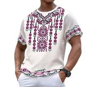 Oversized T-Shirt Men's Dashiki African Shirt Ethnic Pattern Short Sleeve Shirt Casual Sporty Tops Summer Hawaiian Beach Holiday T-Shirt with Round Neck Boho Streetwear Tribal Kaftan, Hot pink, L