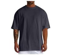 Oversized T-Shirt Men's Short Sleeve Crew Neck Loose Top Wide Cut Long Shirt Basic Vintage Clothes Gym T-Shirt Leisure Men's Oversize Fit Sweatshirt Top Loose Summer Outfit, gray, M