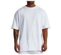 Oversized T-Shirt Men's Short Sleeve Crew Neck Loose Top Wide Cut Long Shirt Basic Vintage Clothes Gym T-Shirt Leisure Men's Oversize Fit Sweatshirt Top Loose Summer Outfit, White, M
