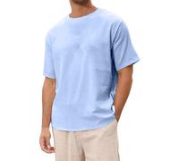 Oversized T-Shirt Men's Short Sleeve Crew Neck Loose Top Wide Cut Long Shirt Basic Vintage Clothes Gym T-Shirt Leisure Men's Oversize Fit Sweatshirt Top Loose Summer Outfit, A Blue, M