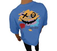 Oversized T-Shirt Men's Short Sleeve Sports T-Shirt Men's White Basic T-Shirt Cotton Crew Neck with Back Print Lightweight Summer Top Casual Loose Sports Top Fashion Funny Tunic Streetwear Tee Shirts