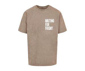 Oversized T-shirt Mister Tee Waiting For Friday Acid Washed Heavy Gris 5XL