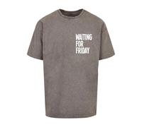 Oversized T-shirt Mister Tee Waiting For Friday Acid Washed Heavy Gris XS